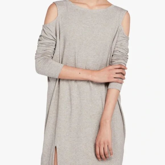 <All Saints> Esther Cold-Shoulder Grey Jersey Dress - Picture 3 of 16